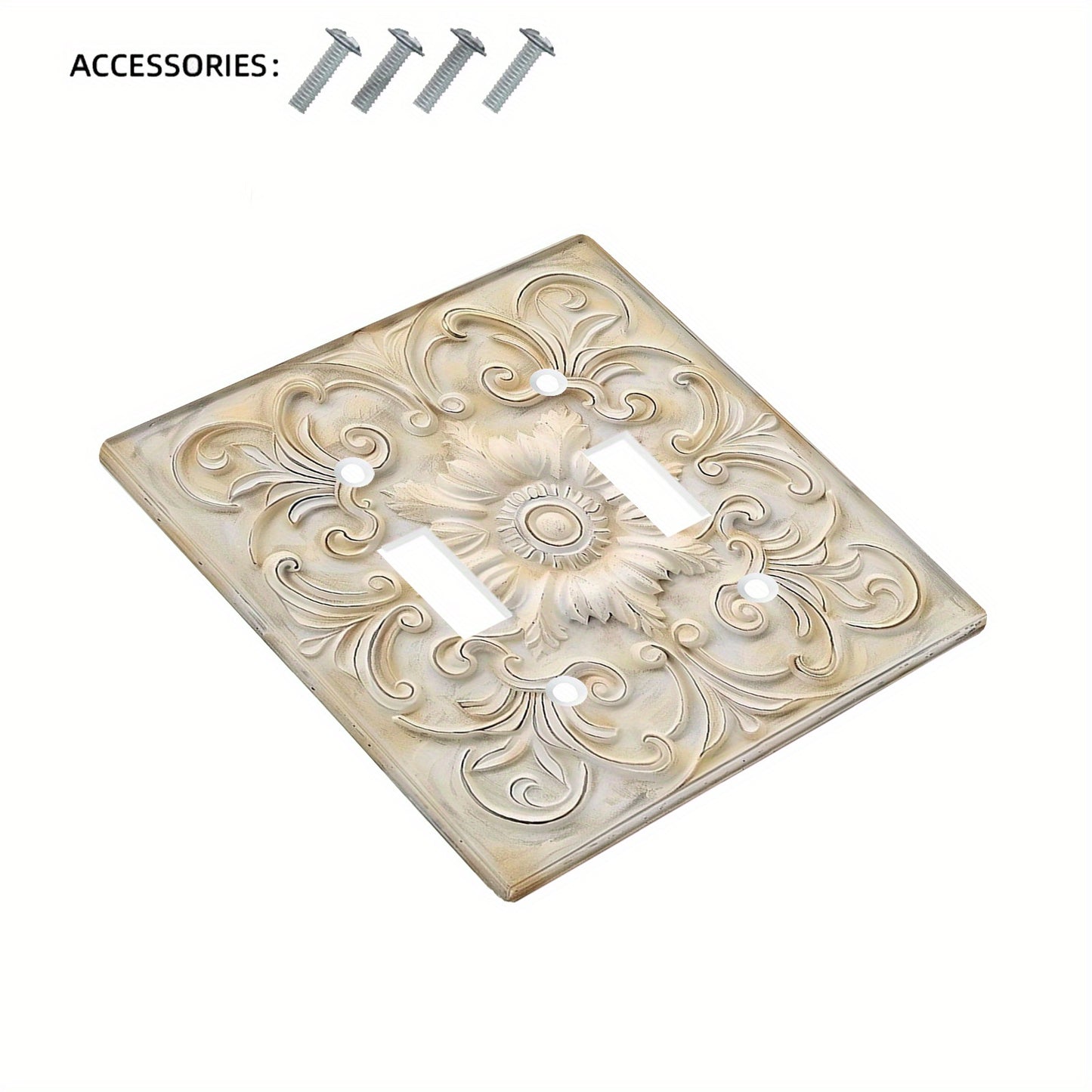 1pc Ivory French Pattern Decorative Light for Switch Cover, 1-Gang/2-Gang Wall Plate - Artistic Home Decor for Bedroom and Kitchen, Adds Artistic Touch to Switch Covers.