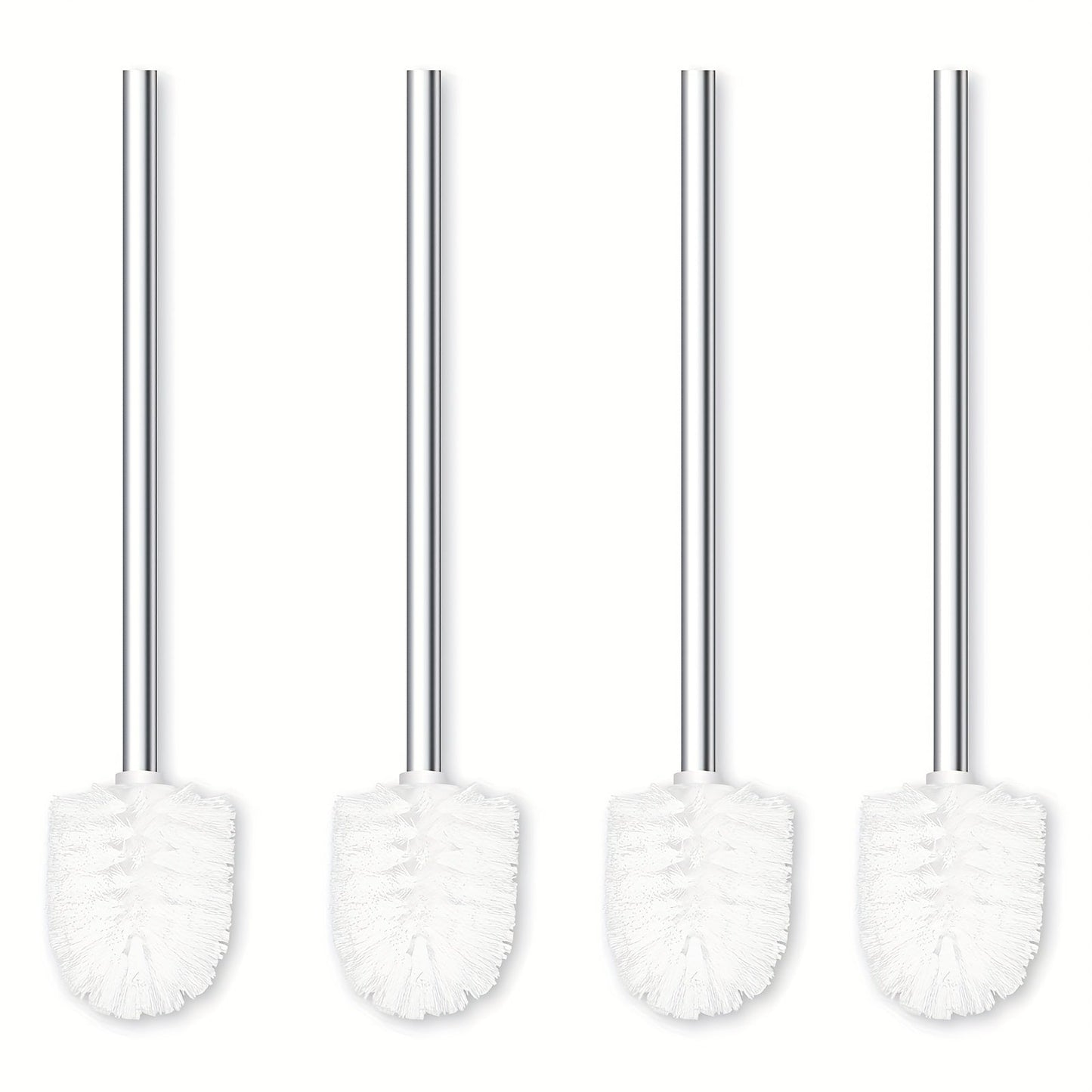 Set of 4 Stainless Steel Toilet Brushes, Featuring Sturdy Handles - Perfect for Bathroom and Toilet Cleaning, Battery-Free Design