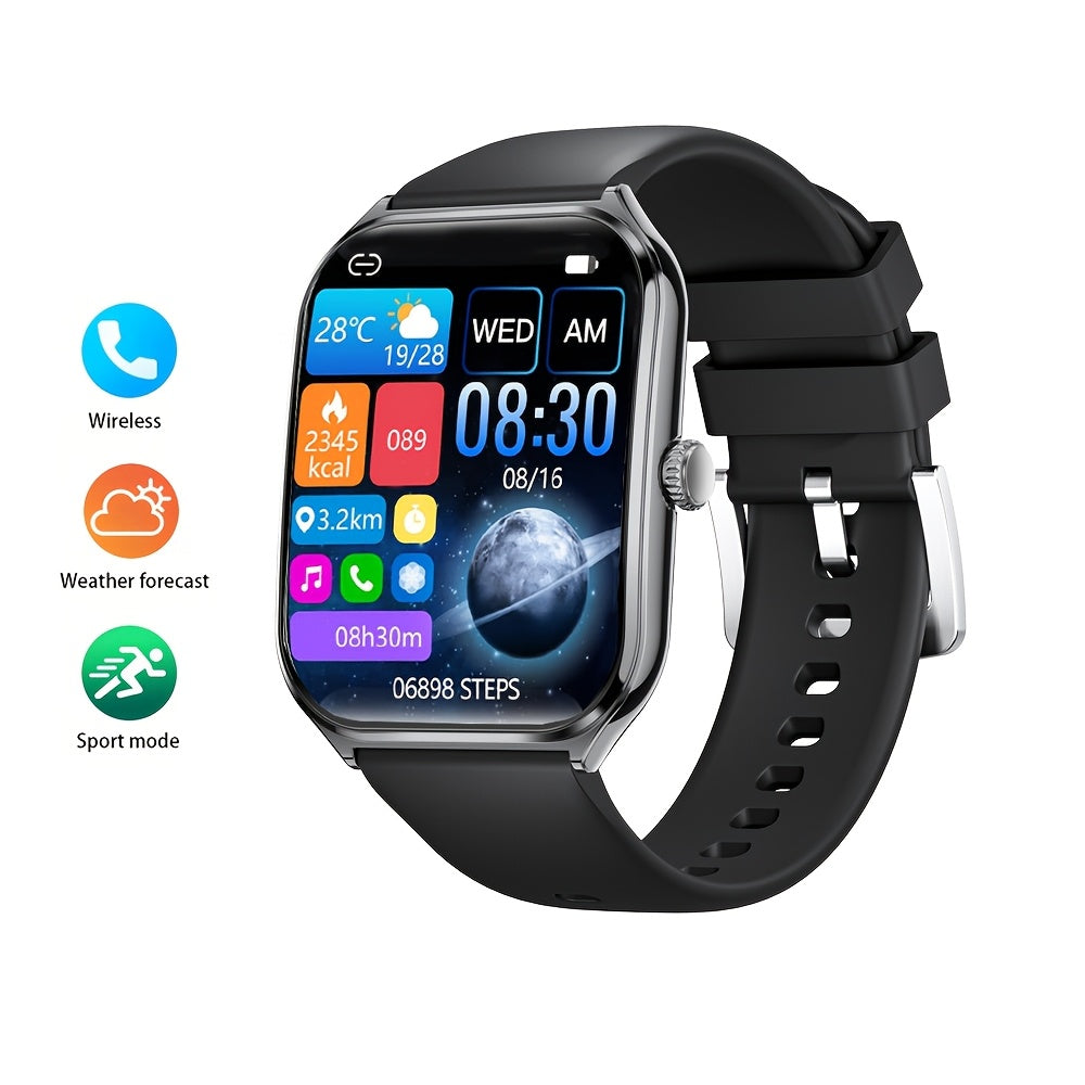 Ultra-thin smartwatch with full touch display, dual screen, USB charging, stainless steel case for Android and iPhone. Ideal for fitness tracking, calls, messages and music control.