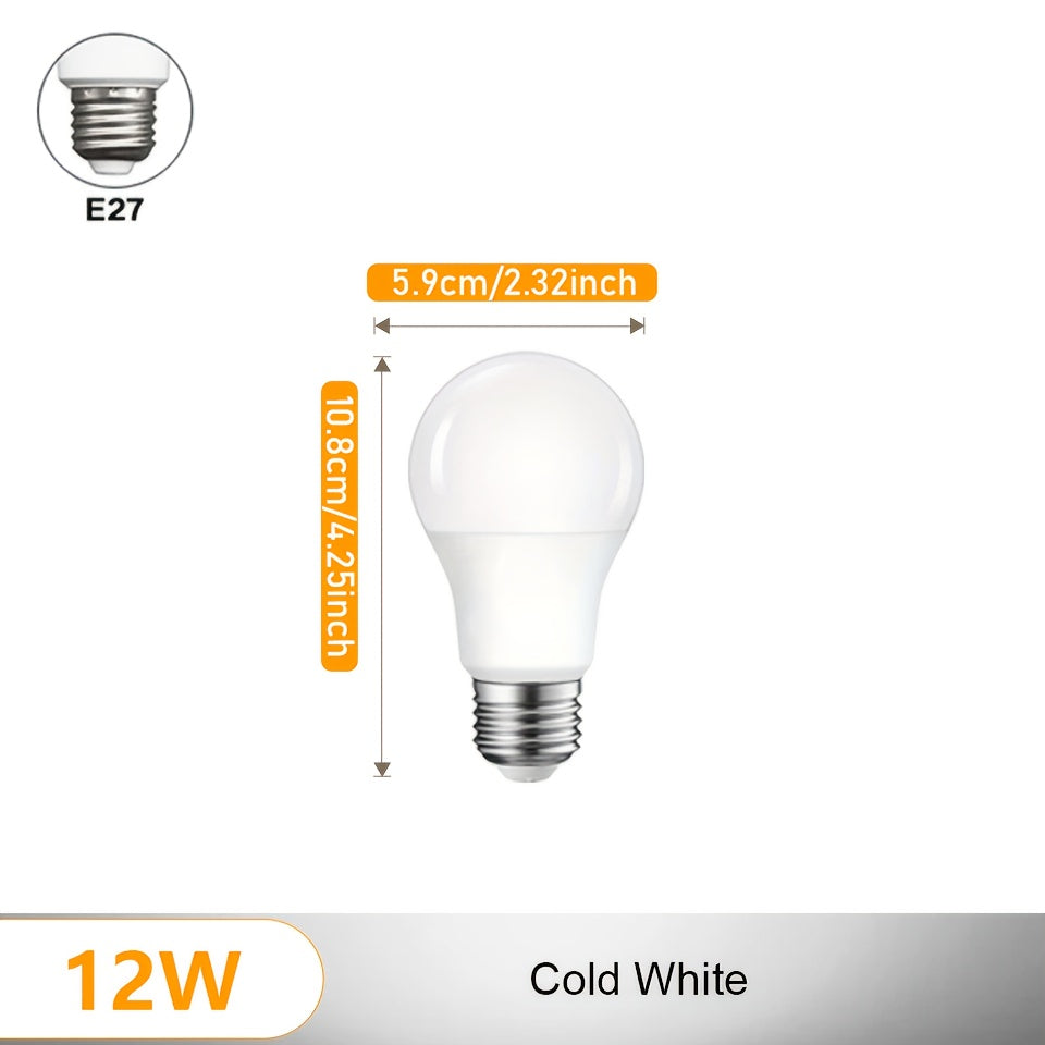 Motion sensor LED bulb with 8 pieces of LEDs, 12W, E27, and suitable for indoor lighting.