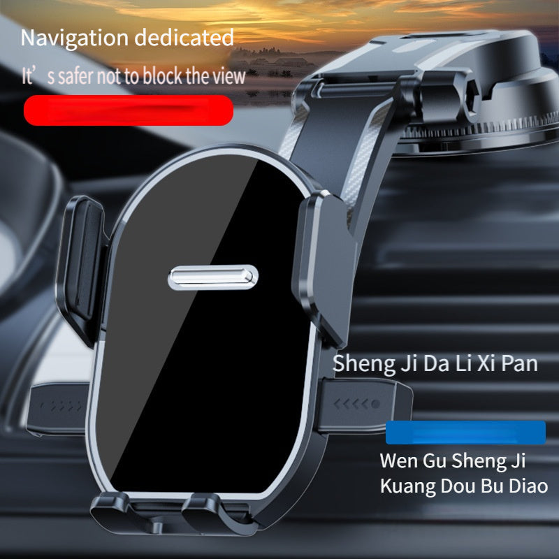 This phone holder rotates 360°, mounts on dashboard with suction cup, made of durable ABS material for secure grip while driving. Allows for safe navigation and flexible positioning of