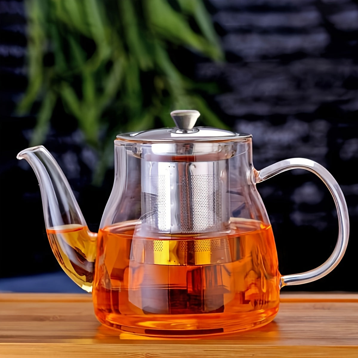 High Borosilicate Glass Tea Pot with Stainless Steel Infuser, Gongfu Tea Brewing Cup, Clear Tea Server for Loose Leaf Tea, No Pattern Glass Tea Maker.