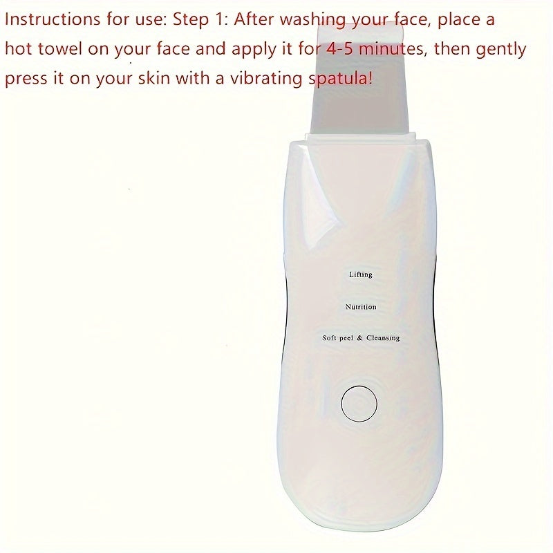 Rechargeable USB-powered face cleansing tool with vibrating scraping feature. Ideal for women, includes 150mAh lithium battery. Health and home essential.