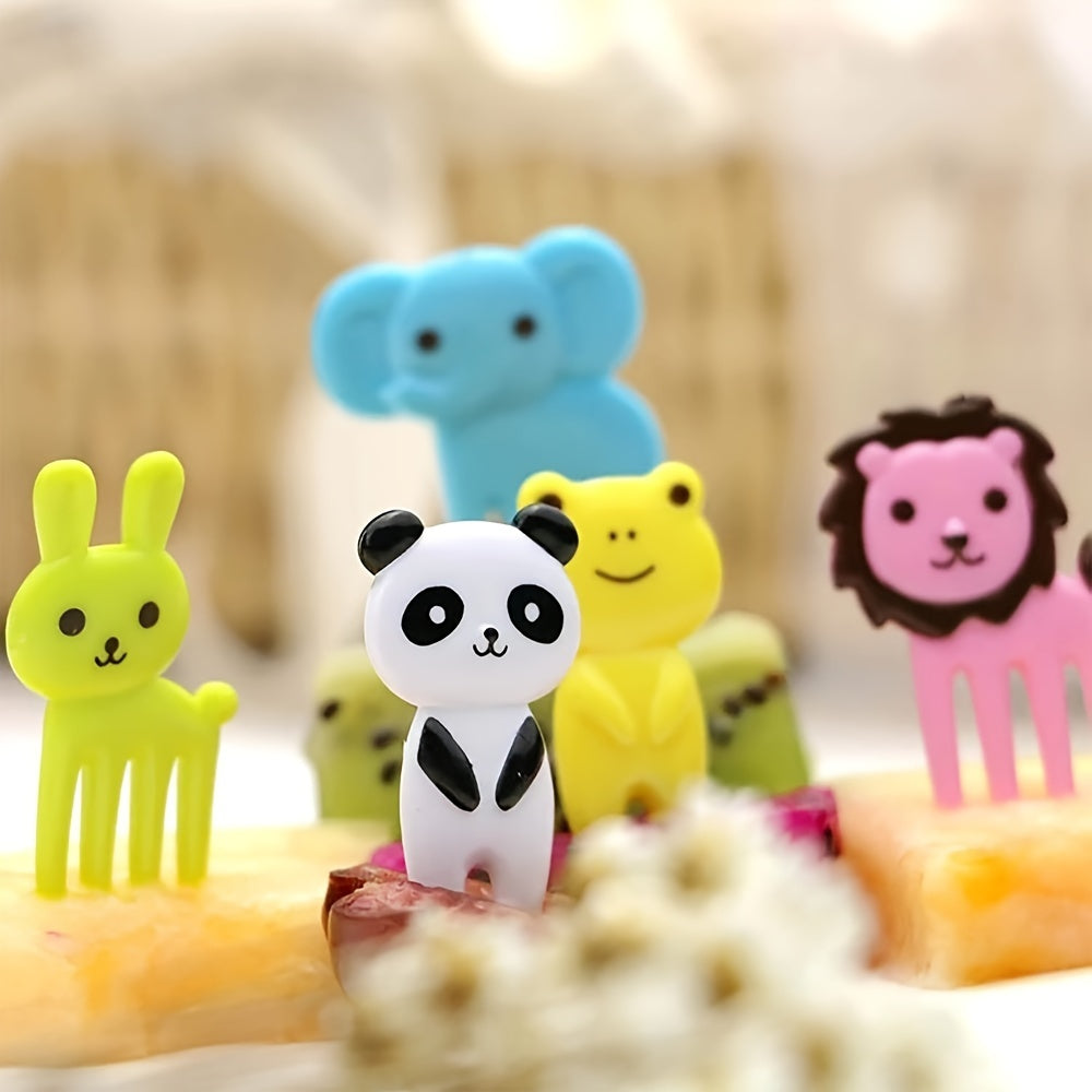 40-Pack Mini Cartoon Fruit Forks, Animal Party Cake Decoration Picks