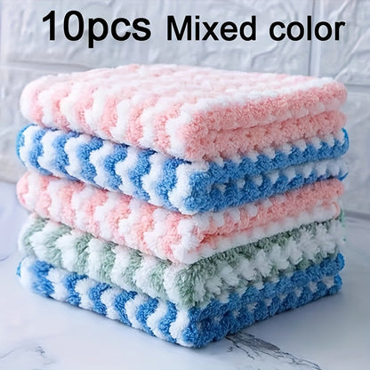 Set of 10 UltraSoft Microfiber Cleaning Cloths - Durable, Woven Fabric Towels for Kitchen, Bathroom, Car, Furniture - Leaves Surfaces Streak-Free, Versatile and Reusable