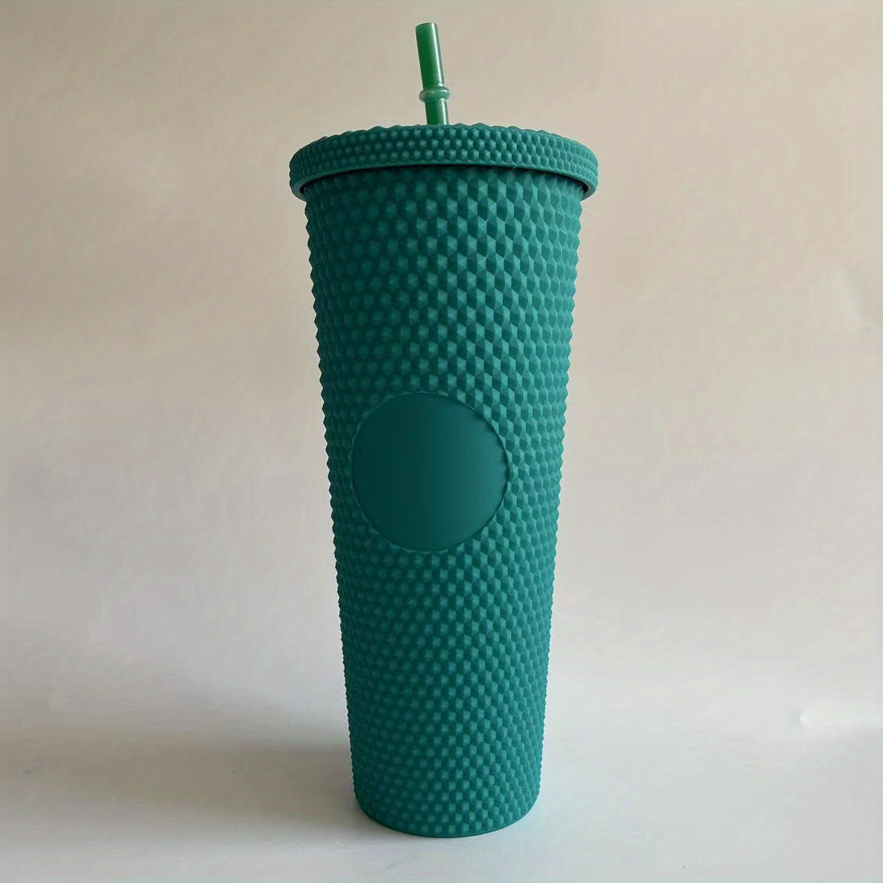 1pc studded cup with lid and straw, 24oz matte cups, BPA-free tumbler, shiny plastic water cup, double-layer water bottle, reusable vent cup, drinkware, home kitchen items, birthday gift