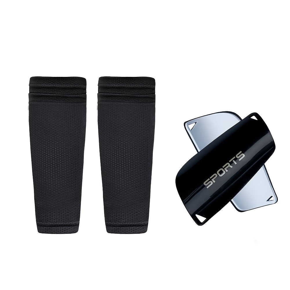 2-piece soccer sports set with leg pads, sock sleeves, and mid-calf leg pads with double-layer anti-slip protection.