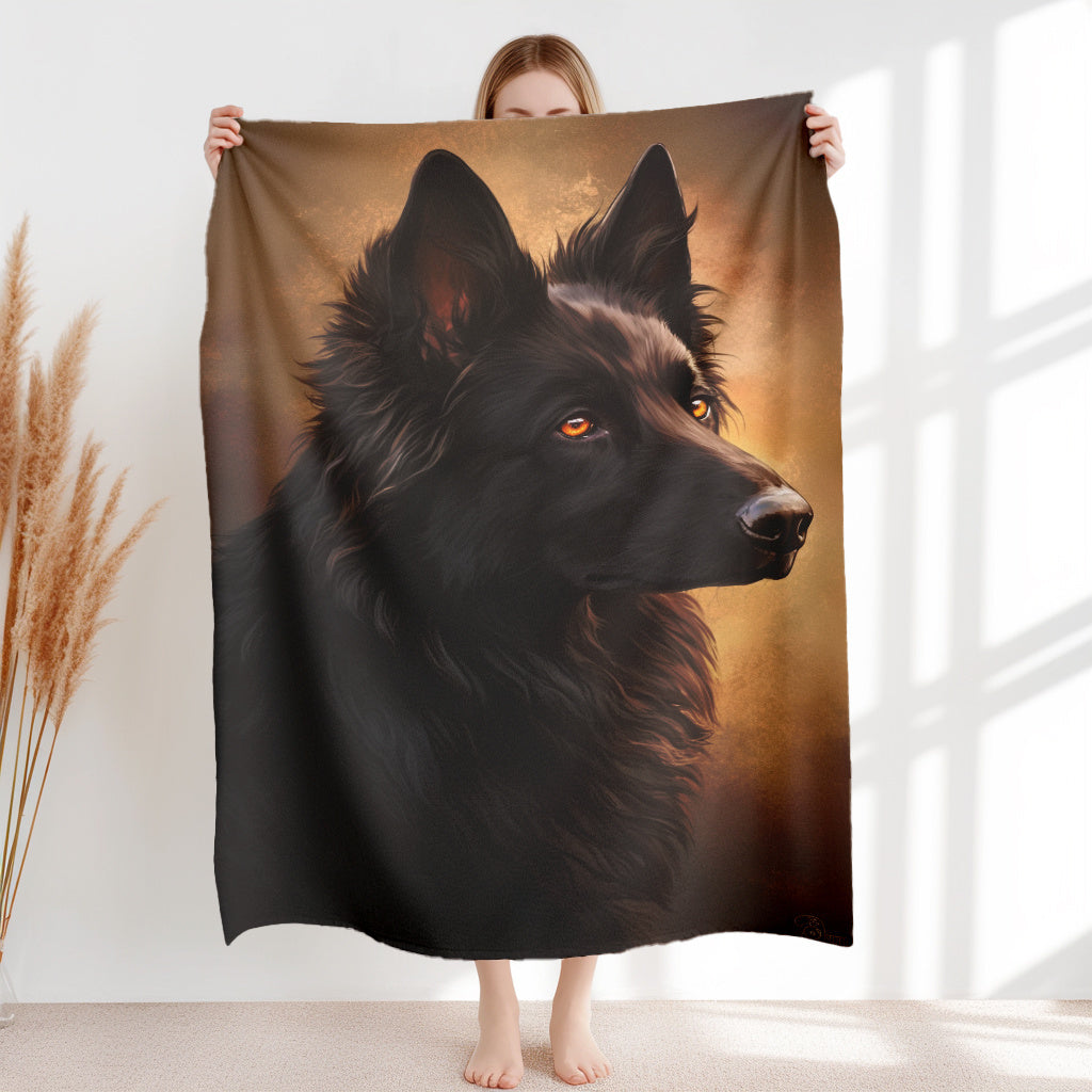 Black Sheepdog Print Flannel Lightweight Plush Comfort Blanket - Perfect for Pets! This soft and warm sofa throw is ideal for home leisure, office naps, and even outdoor activities like camping or traveling in your car. It's contemporary style and