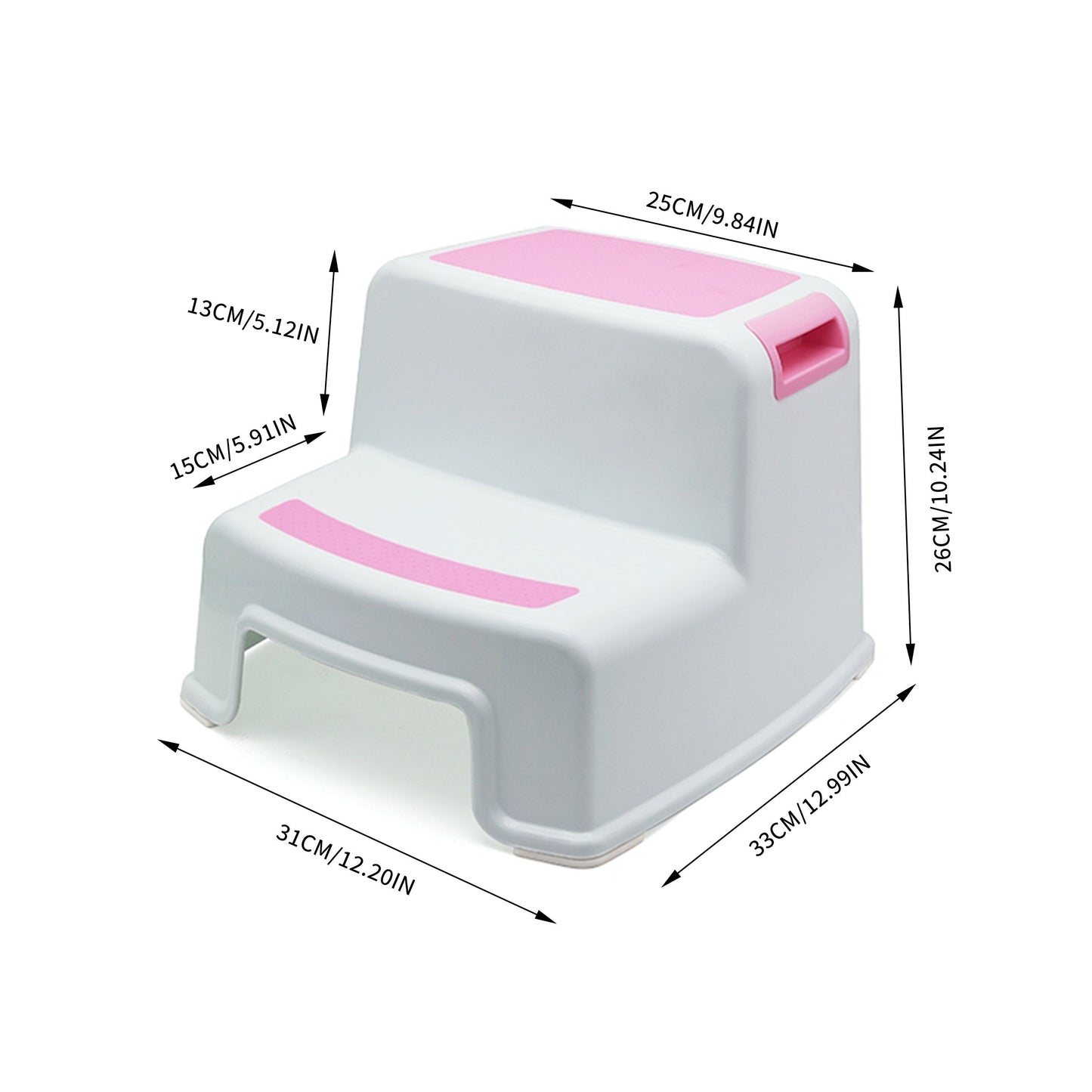 Step stool set made of plastic, perfect for children aged 3-12. Features a non-slip design and is easy to clean.