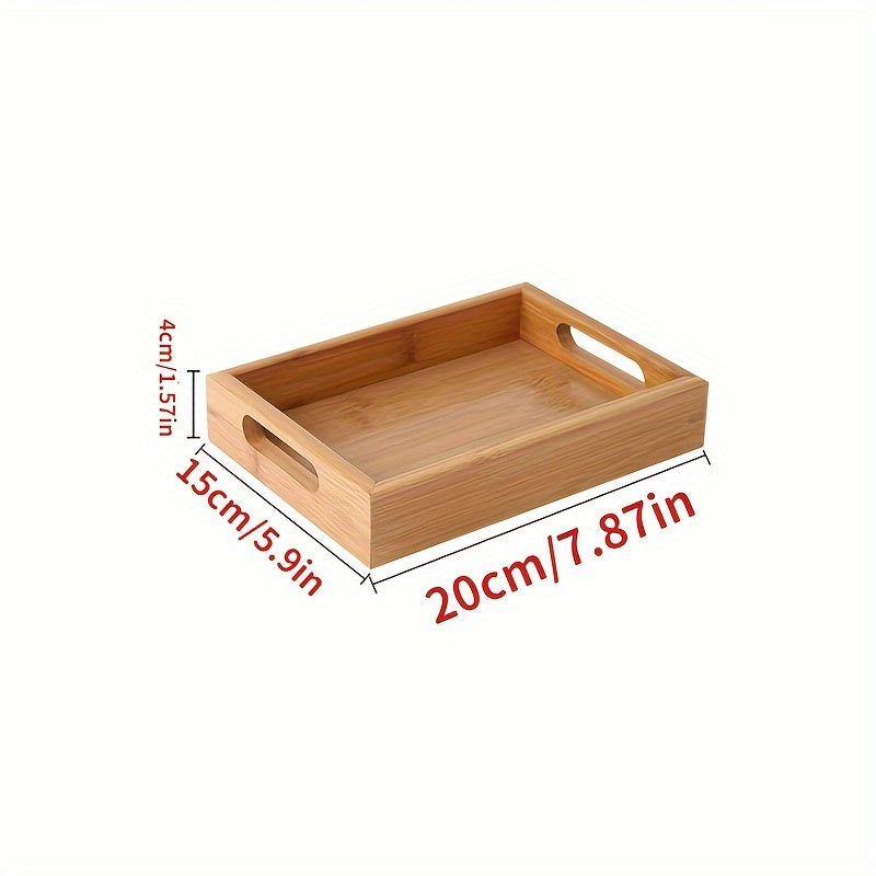 Stylish Bamboo Serving Tray with Convenient Handles - Sturdy Organizer for Silverware, Utensils, Tea Set, and Cups - Ideal for Enhancing Kitchen and Dining Area Décor