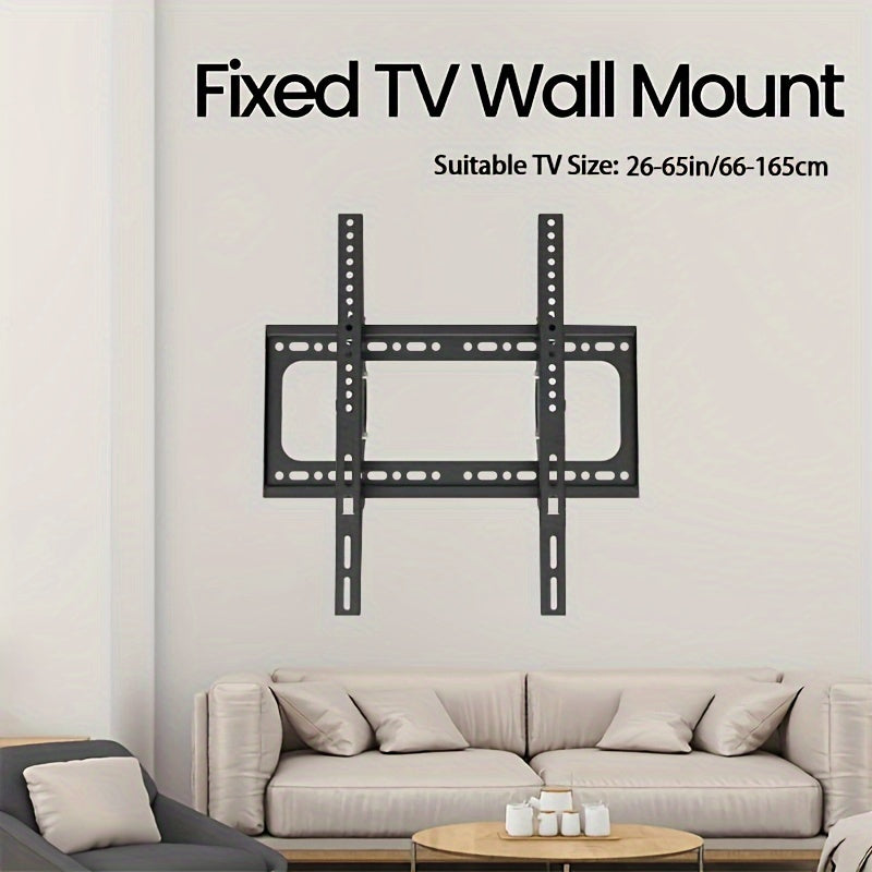 This wall mount bracket is designed for LED LCD TVs ranging from 32-70 inches. It features a sturdy metal construction with an anti-theft safety screw and dual hook design for added security. Perfect for home and office decor, this bracket is compatible