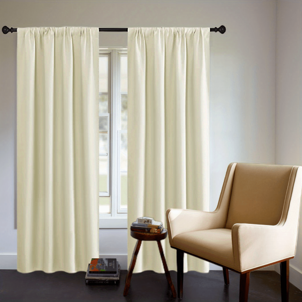 One Blackout Curtain (1 Panel) - Thick Rod Pocket Curtain for Heat Insulation and Light Blocking in Bedroom, 200g;