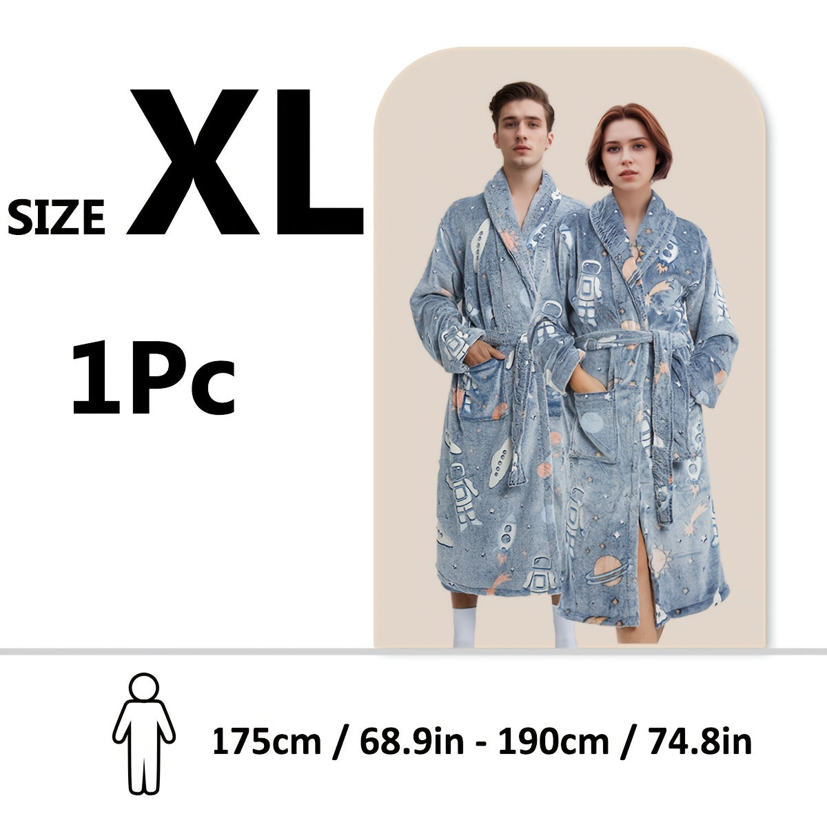 Soft cartoon print bathrobe - cozy, machine washable for shower & sleep.