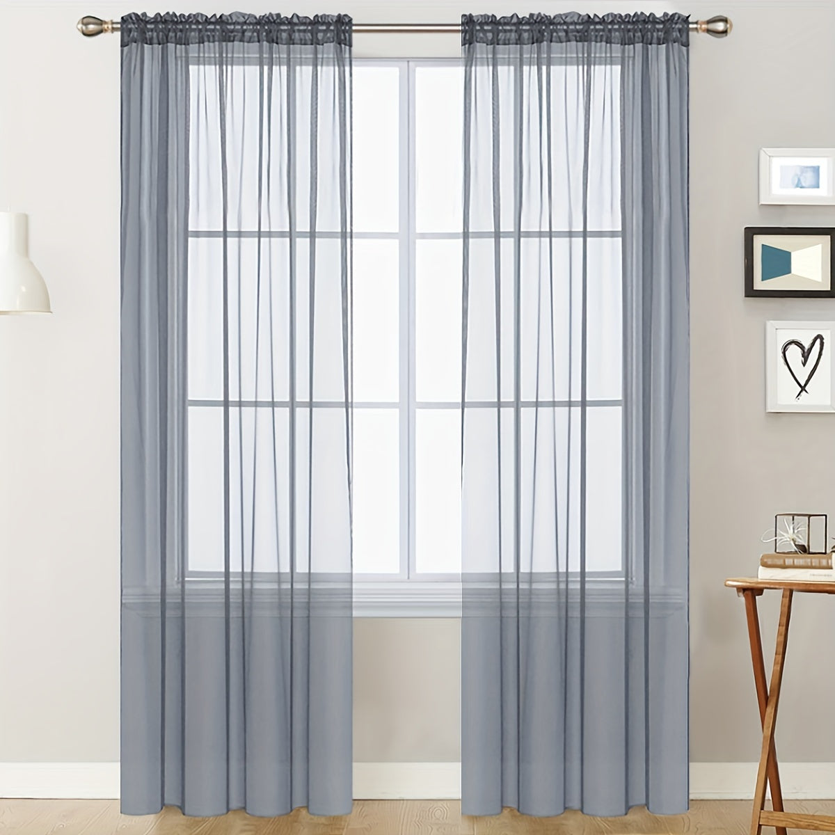 One Panel of Sheer Curtain in Classic Rod Pocket Style - Made from 100% Polyester Trilon Fabric, Lightweight Yarn-Dyed for a Decorative Look. Machine Washable and Perfect for Living Rooms and Restaurants with an Uncorded Clear Romance Theme.