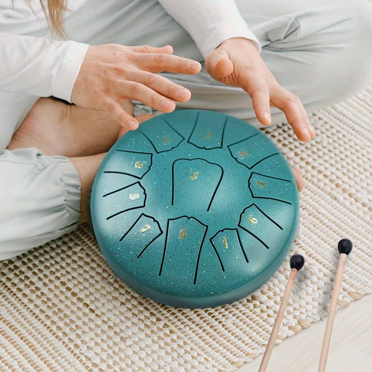 15.24 cm steel tongue drum with 11 tones for adults, perfect for Eid Al-Adha celebrations.