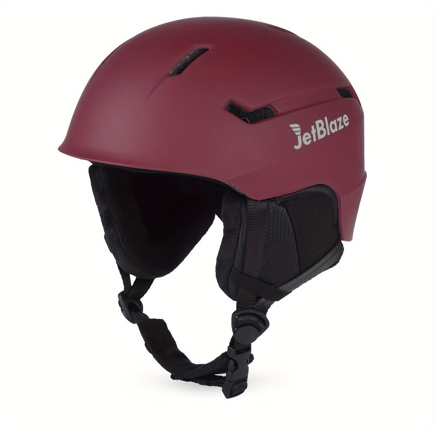 JetBlaze ski helmet with adjustable fit, shock-absorbing shell, and removable ear pads.