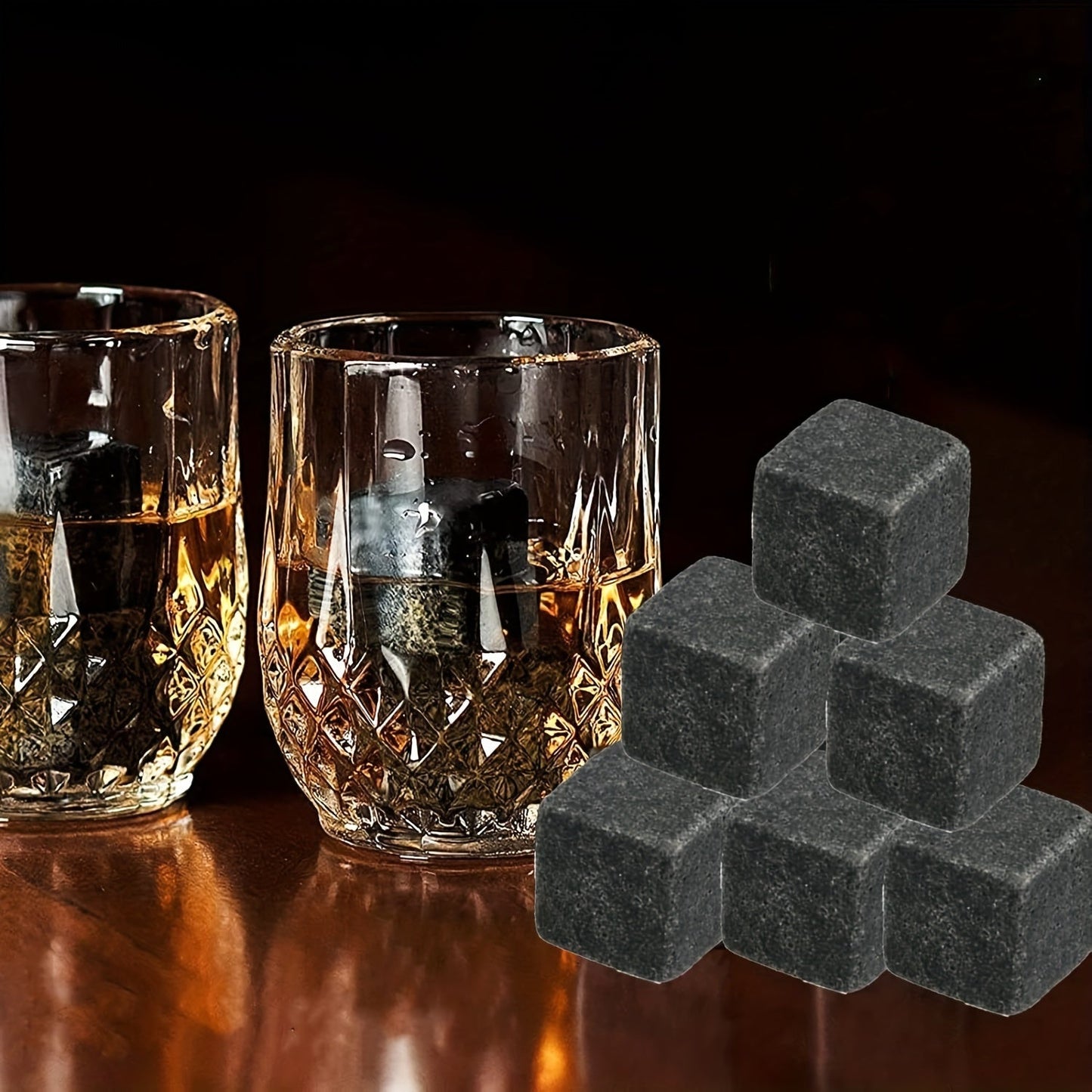 Whiskey Stones Gift Set - Includes 6, 9, or 12pcs of Ice Stones, Ice Cubes Chillers, Reusable Chilling Rocks Stone - Perfect for Father's Day, Anniversary, Birthday or as a Gift for Men - Complete Wine Set