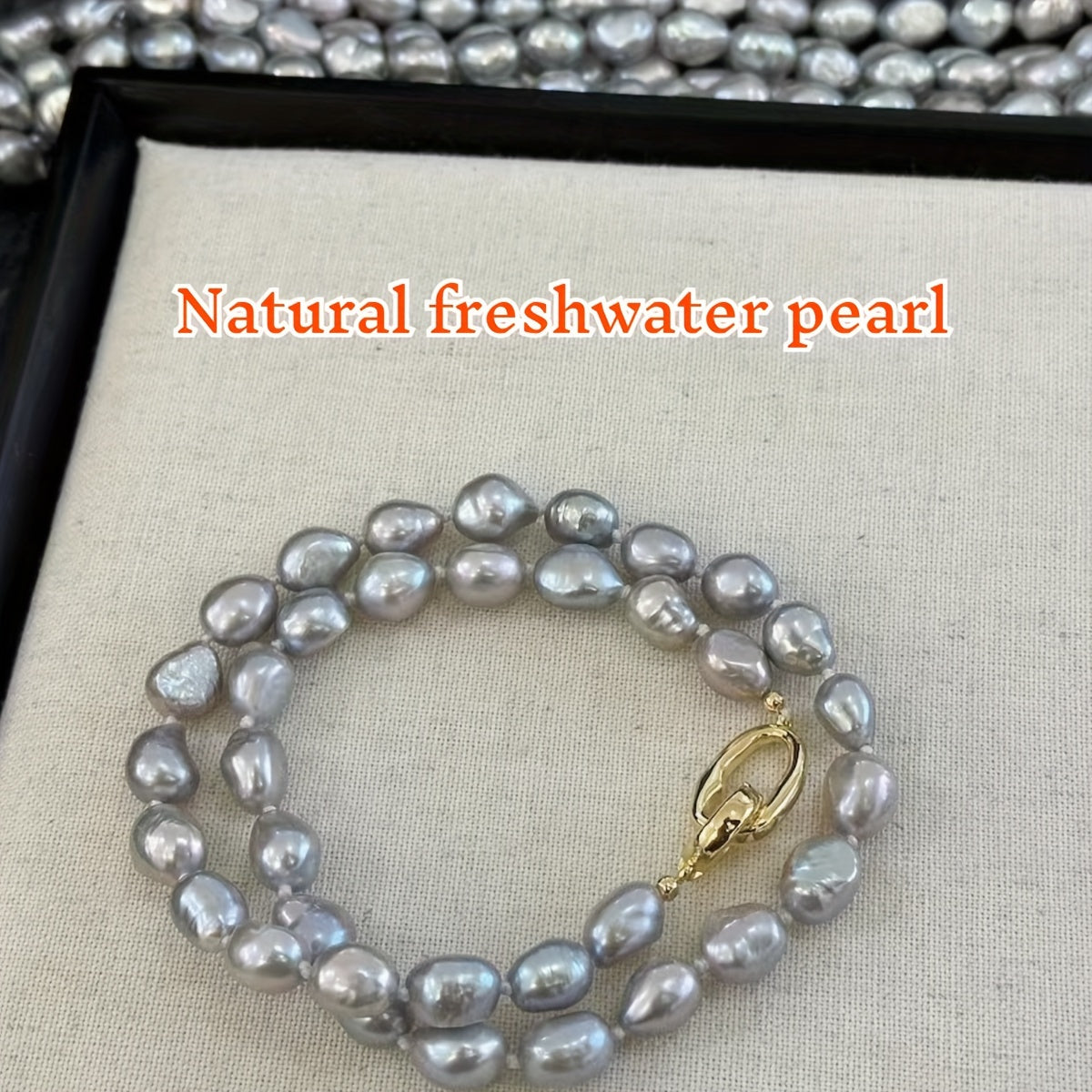 Beautiful French-inspired freshwater pearl necklace featuring distinctive gray baroque pearls, perfect for adding a touch of elegance to any outfit. Whether paired with casual attire or worn for a special occasion, this necklace is versatile and chic