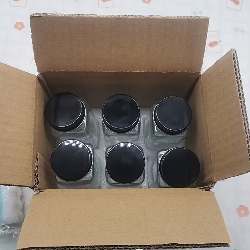 6/12 Glass Spice Jars with Wooden Lids, Aluminum Caps - Ideal for BBQs, Travel - Brand New