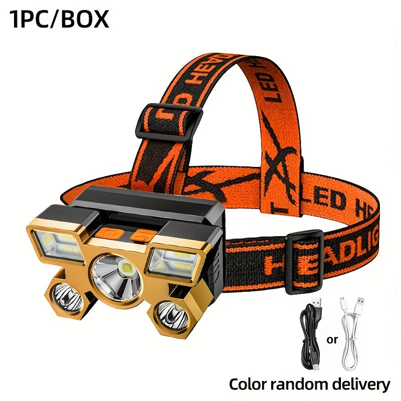 USB Rechargeable LED Headlamp with Multiple Light Modes and Long Runtime.