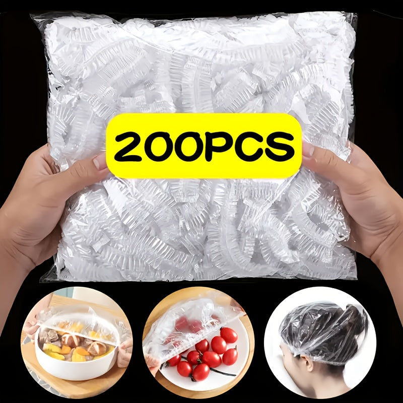 FreshSeal Food Storage Covers: 100 Disposable Plastic Rectangular Bags with Snap Closure, Kitchen-safe Elastic for Freshness.