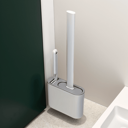 The WYX Toilet Brush Set comes with 3 brushes and a wall mount, featuring a soft silicone head, a long handle, and a small brush, making it ideal for cleaning in the home or an RV bathroom.