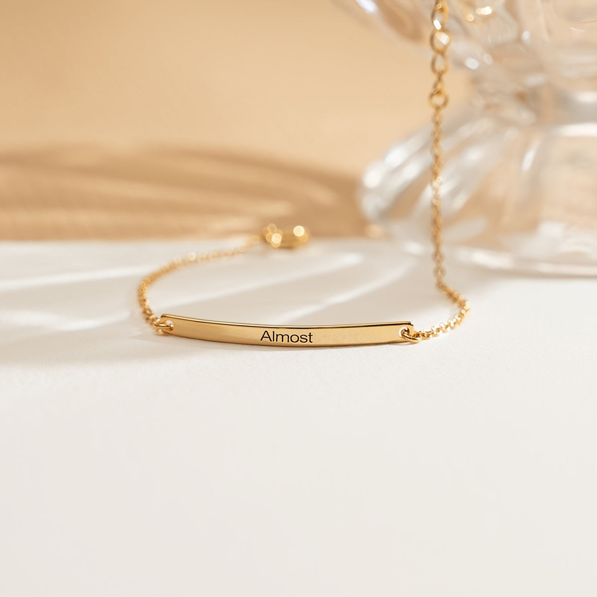 Stylish Stainless Steel Bracelet for Women, Customizable design with 18K Gold Plating, Suitable for Valentine's Day, Mother's Day, Christmas - Great for everyday use, Engraved with English Name in a chic Bar Style - A Thoughtful Gift Option.