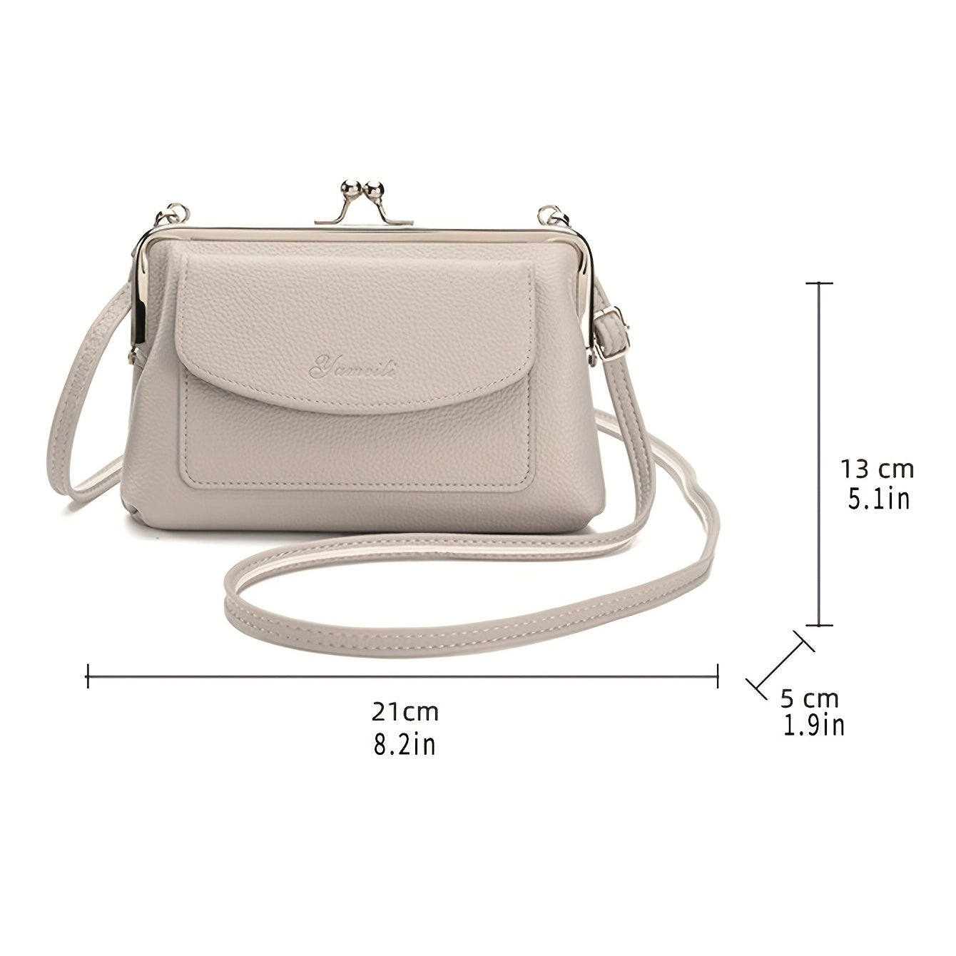 Chic beige crossbody bag for women with adjustable strap, flap closure, and large capacity. Ideal for both casual and evening wear.