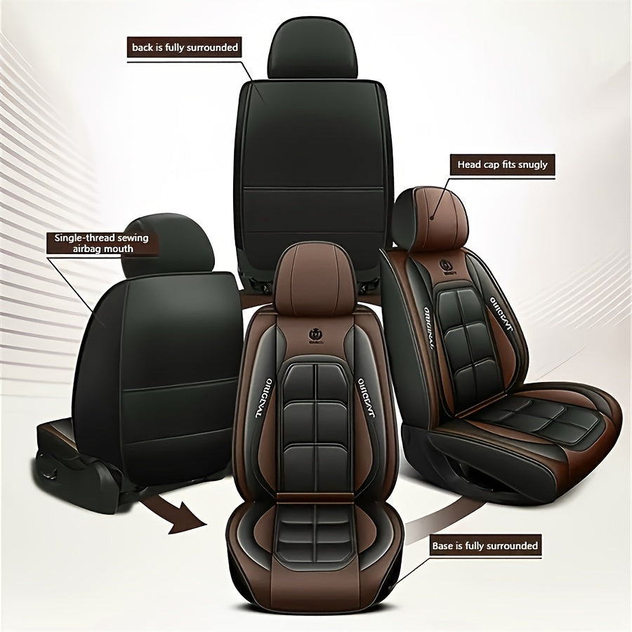 Universal PU Leather Car Seat Covers, Set of 2, Easy to install and maintain, Full protection, Fits most models.