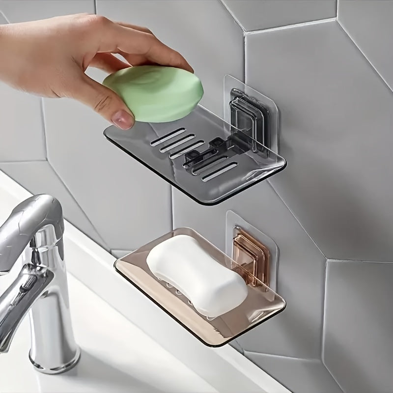 Rectangle soap dish with sleek design, wall-mounted for easy installation, drainage for bathroom organization.