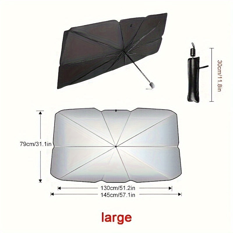 Car sunshade for windshield to block heat and provide insulation, with blackout curtain for small cars.