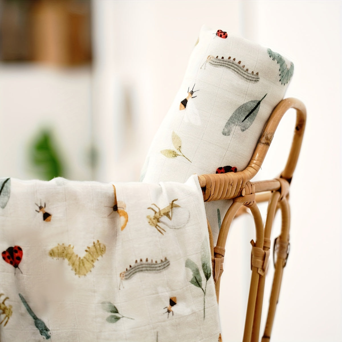 Bamboo Cotton 2-layer Blanket with Soft Muslin Swaddle Wrap, Digital Print, Size 119.38*109.22cm