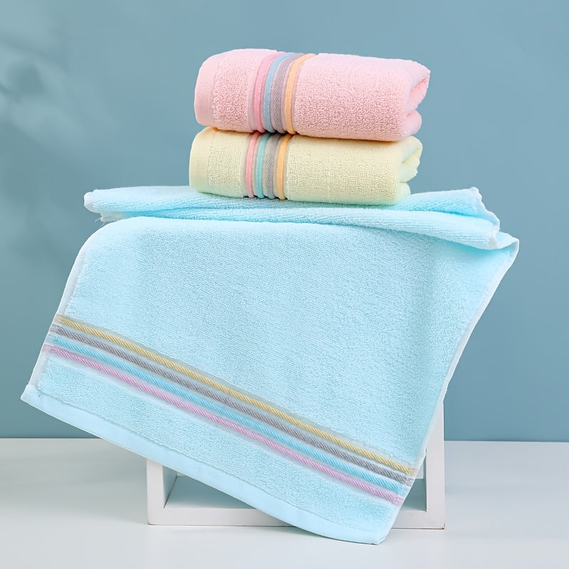 3-Pack of modern, soft knitted cotton towels with stripes, 420 GSM, space-themed design, 3-color combo