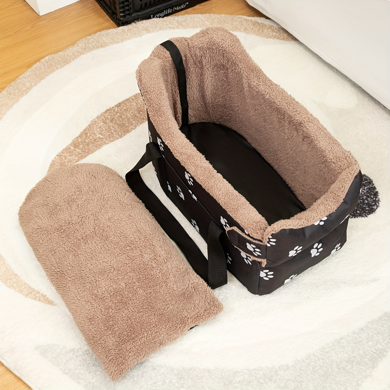 Pet booster car seat for small dogs & cats - portable safety travel bed made of durable polyester.