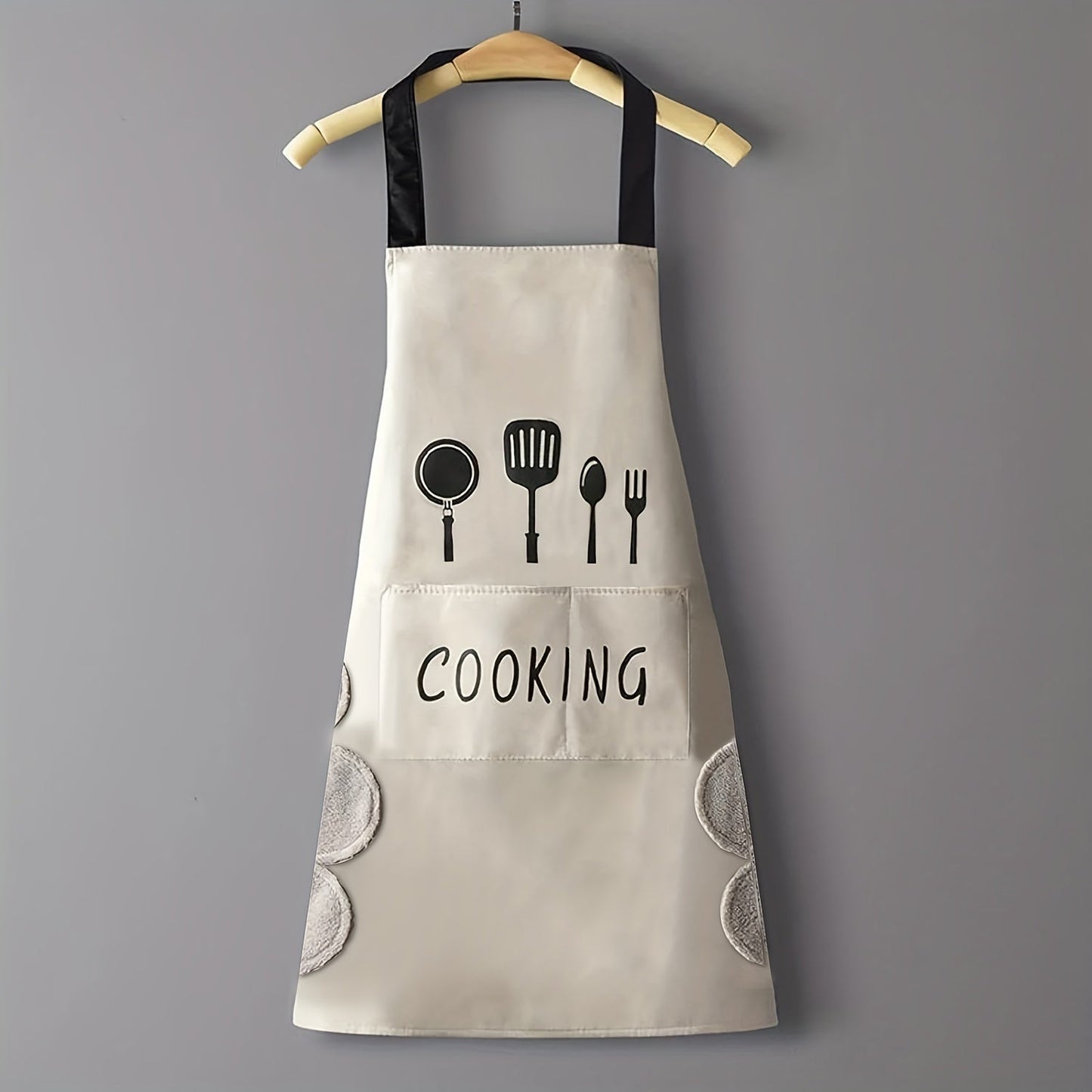 Large, durable PVC cooking and baking apron for women, featuring waterproof design and convenient hand wipe pockets.