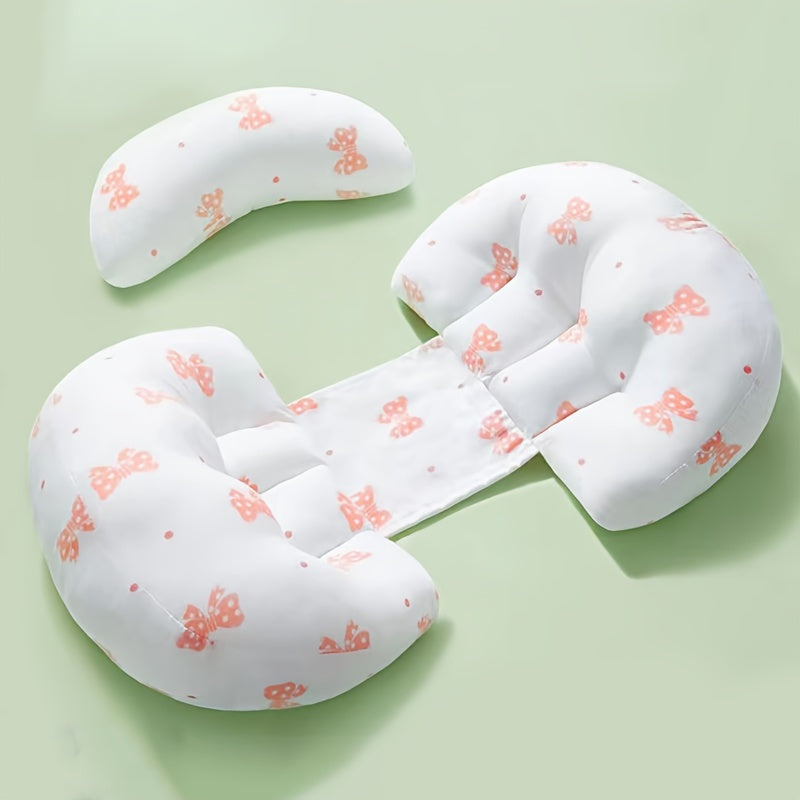 U-Shaped Maternity Pillow with Floral Print, Providing Belly Support for Side Sleeping and Waist Protection