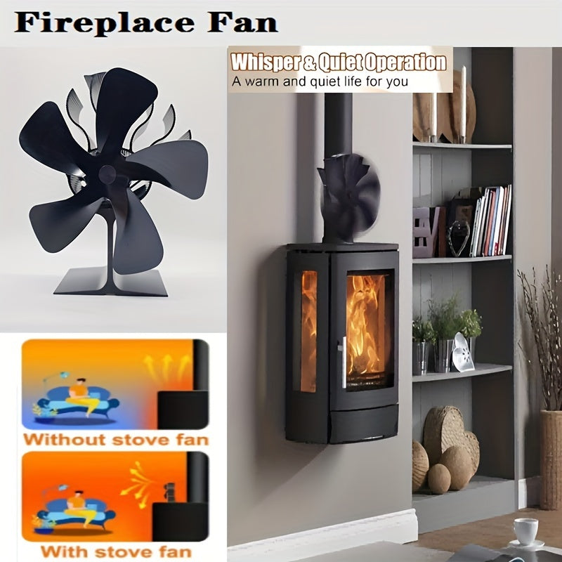 One Piece Wooden Stove Fan - Ideal for Wood/Log Burner, Fireplace, or Heater - Non-Electric and Quiet - Efficiently Circulates Warm Air to Conserve Fuel - Features 5-Blade Upgrade Design