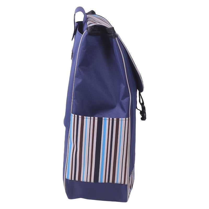 One piece of foldable, lightweight shopping cart replacement bag with a striped design. Can be used as a shopping bag for household items.