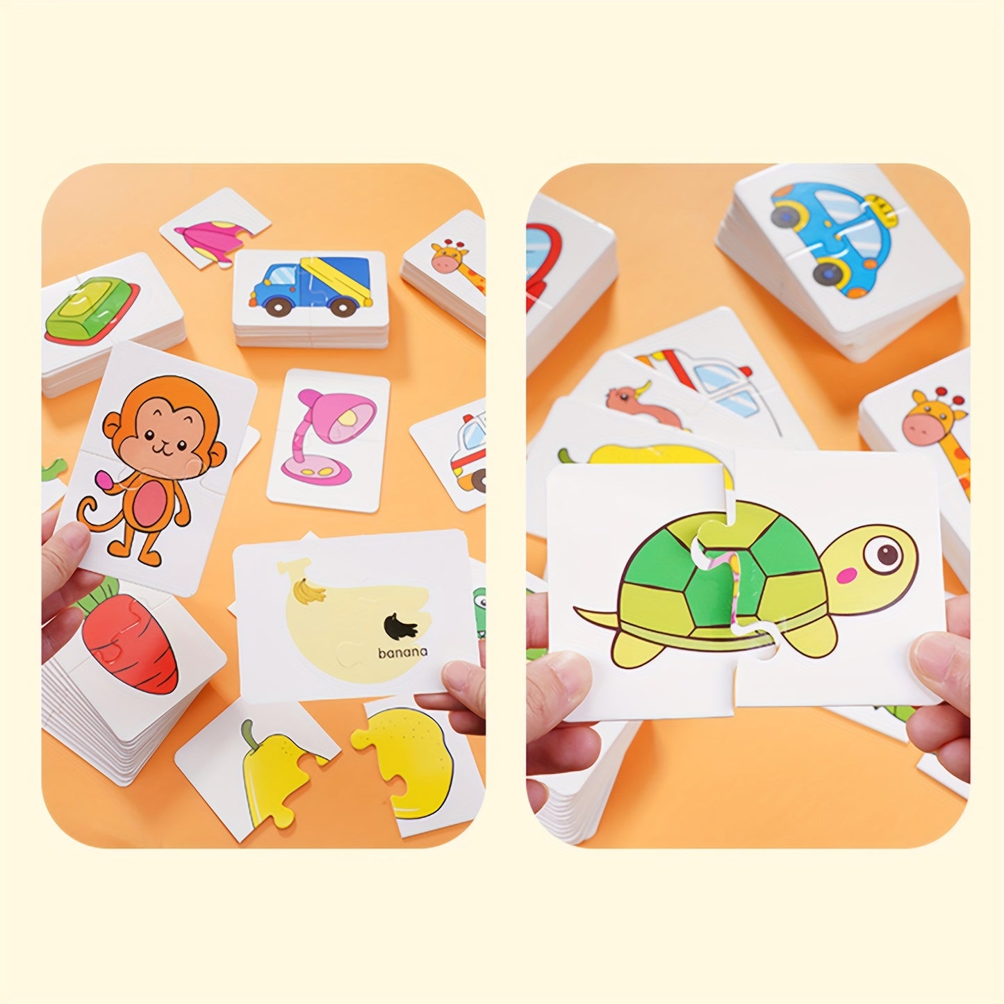 Early Learning Matching Puzzle Cards for Ages 1-4 - Colorful Intelligence Toy in Red/Green/Blue/Yellow.