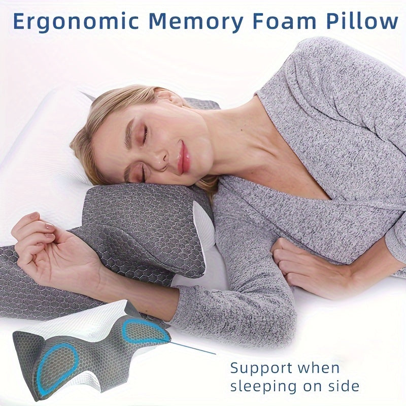 Christmas present: 1pc Cervical Memory Foam Pillow - Contour Pillows designed to provide Ergonomic Orthopedic Sleeping Contoured Support for Neck and Shoulder Pain. Suitable for Side Sleepers, Back Sleepers, and Stomach Sleepers. Queen Size.