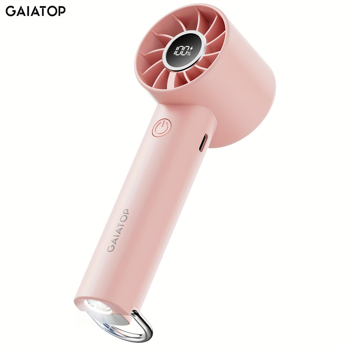 Stay cool on the go with the GAIATOP Portable Handheld Fan. This fan features 3 speeds, a USB rechargeable 1800mAh lithium battery, and 8.5W of power. With button control and a plastic design, this wearable mini fan is perfect for both indoor and outdoor