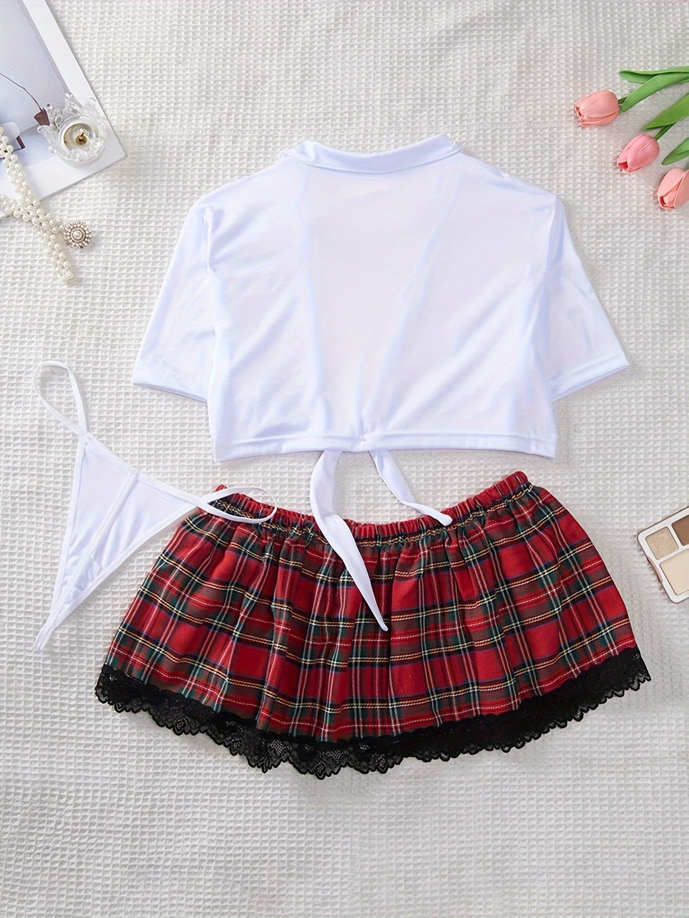 Seductive plaid waist cosplay costume for women