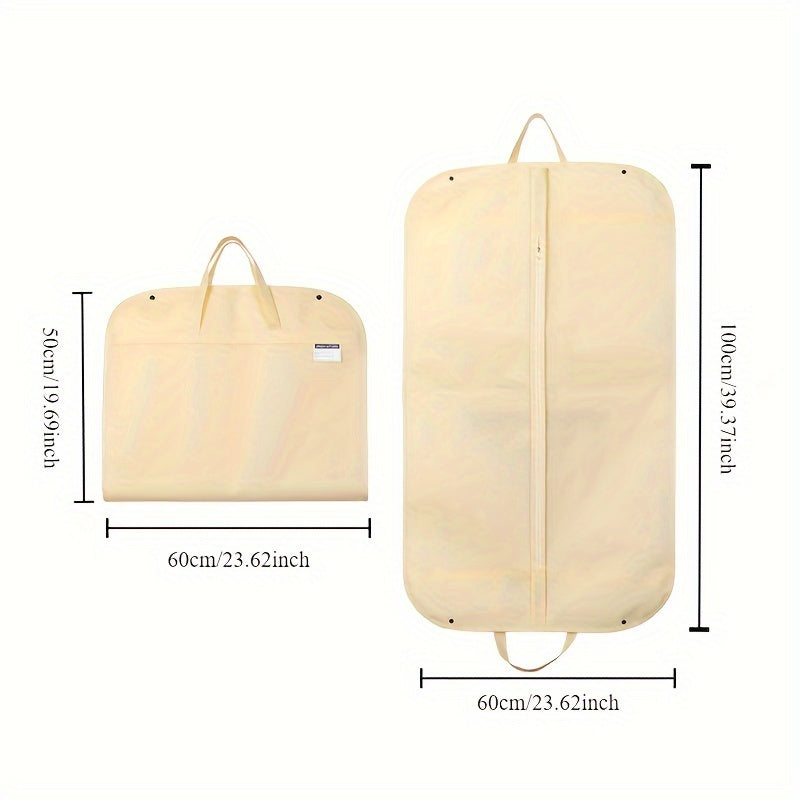 Non-Woven Breathable Garment Bag with Zipper Closure, Portable Handle - Ideal for Suits, Shirts, Jackets, Dresses - Keeps Clothes Dust-Free and Organized