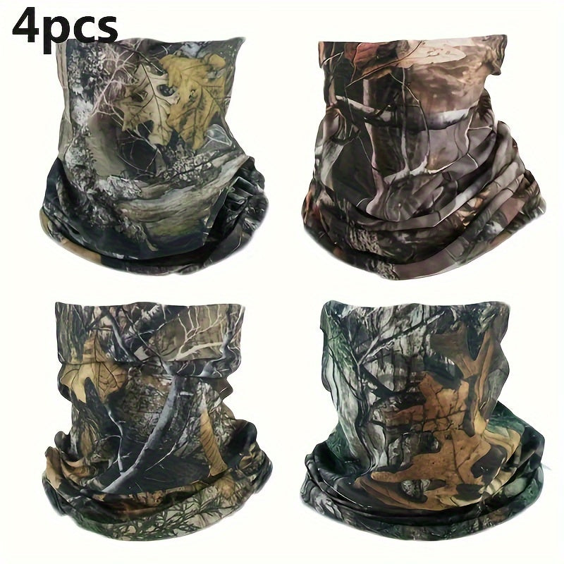 Set of 4 Seamless Camo Neck Gaiters for Men - Offering UV Protection, Dustproof, Ideal for Cycling & Outdoor Pursuits