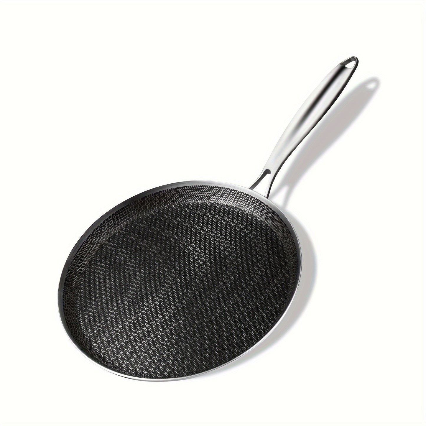 Dishwasher Safe Non-Stick 316 Stainless Steel Skillet with Honeycomb Texture, Perfect for Induction Cookers, Ideal for Oil-Free Cooking of Pizza and Steak