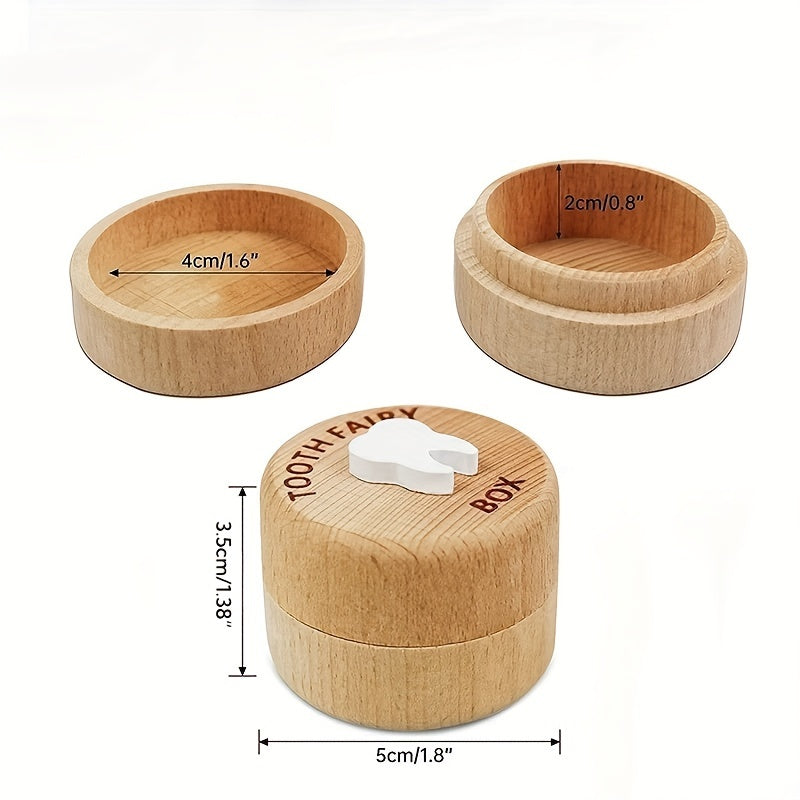 Wooden tooth box with storage for tooth collection, fetal hair, and teeth. Makes a unique birth souvenir, home decoration, or birthday gift.