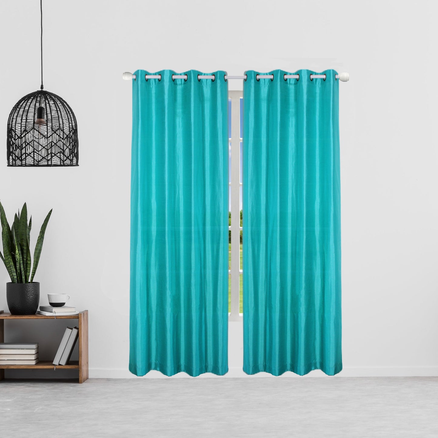 Blackout curtains with grommet window drapes perfect for bedroom or living room, available in two sizes: 139.7*213.36cm or 139.7*241.3cm. Block out sun light and create a darkening effect in your room.