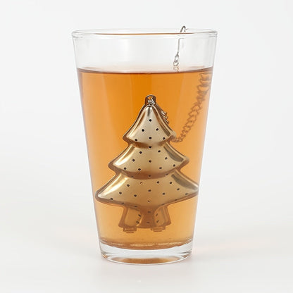 Festive Christmas Tree-Shaped Stainless Steel Tea Infuser - Ideal Loose Leaf Tea Strainer for Holiday Celebrations, Tea Parties, and Gifts - Includes Chain for Easy brewing and Tea Gifts