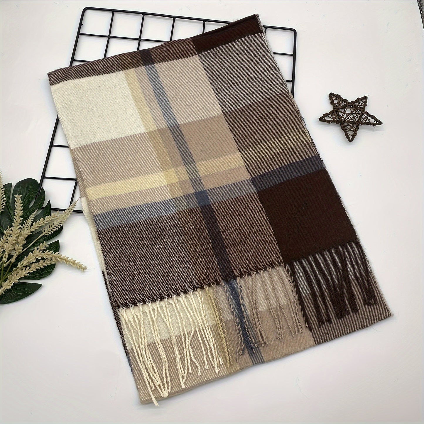 Stylish Plaid Scarf for Men and Women, Perfect for Fall and Winter Seasons