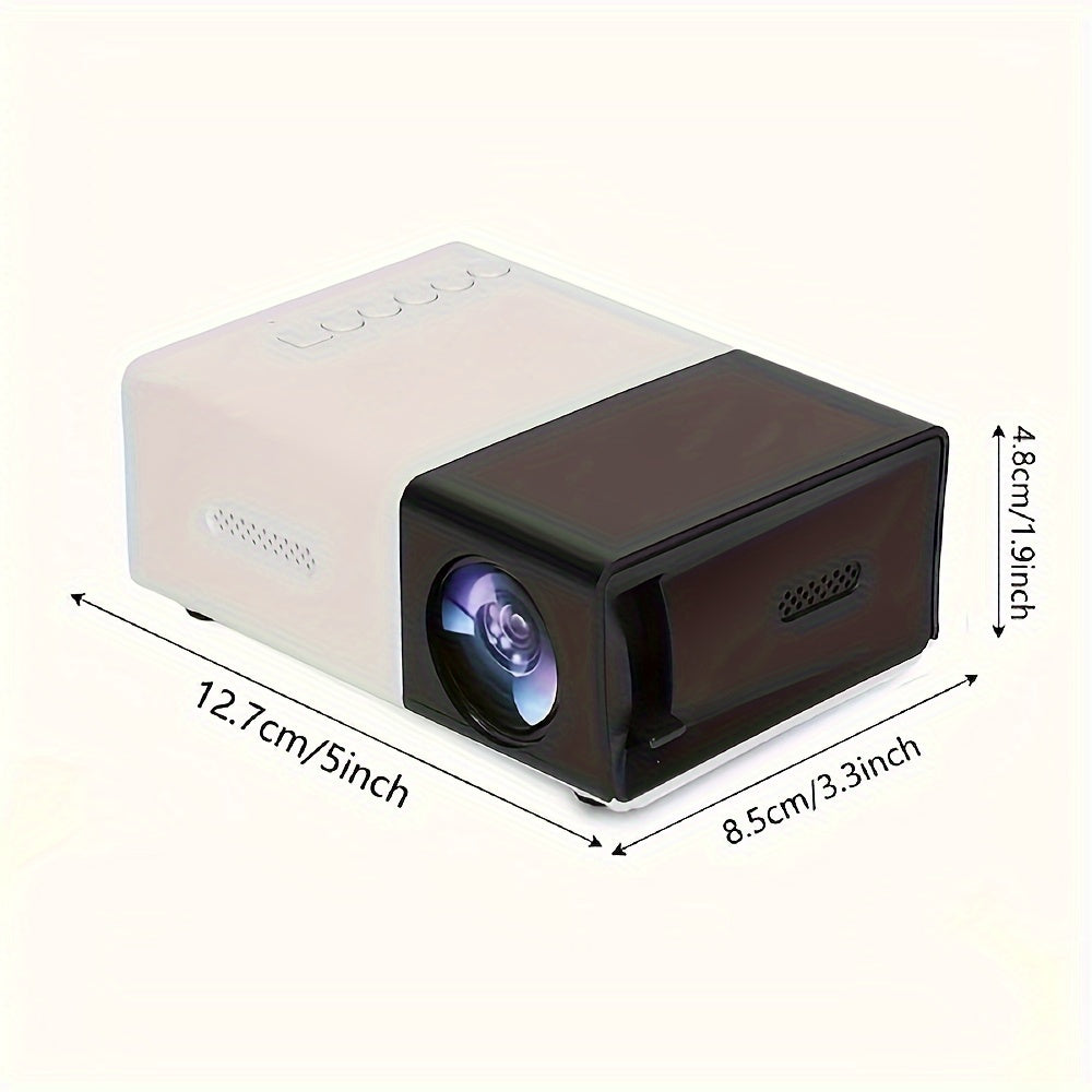 EU plug mini projector with 720P/1080P support, compatible with smartphone and USB port. Features SD memory card/AV/USB connection on the same screen. 2800 brightness lumens.